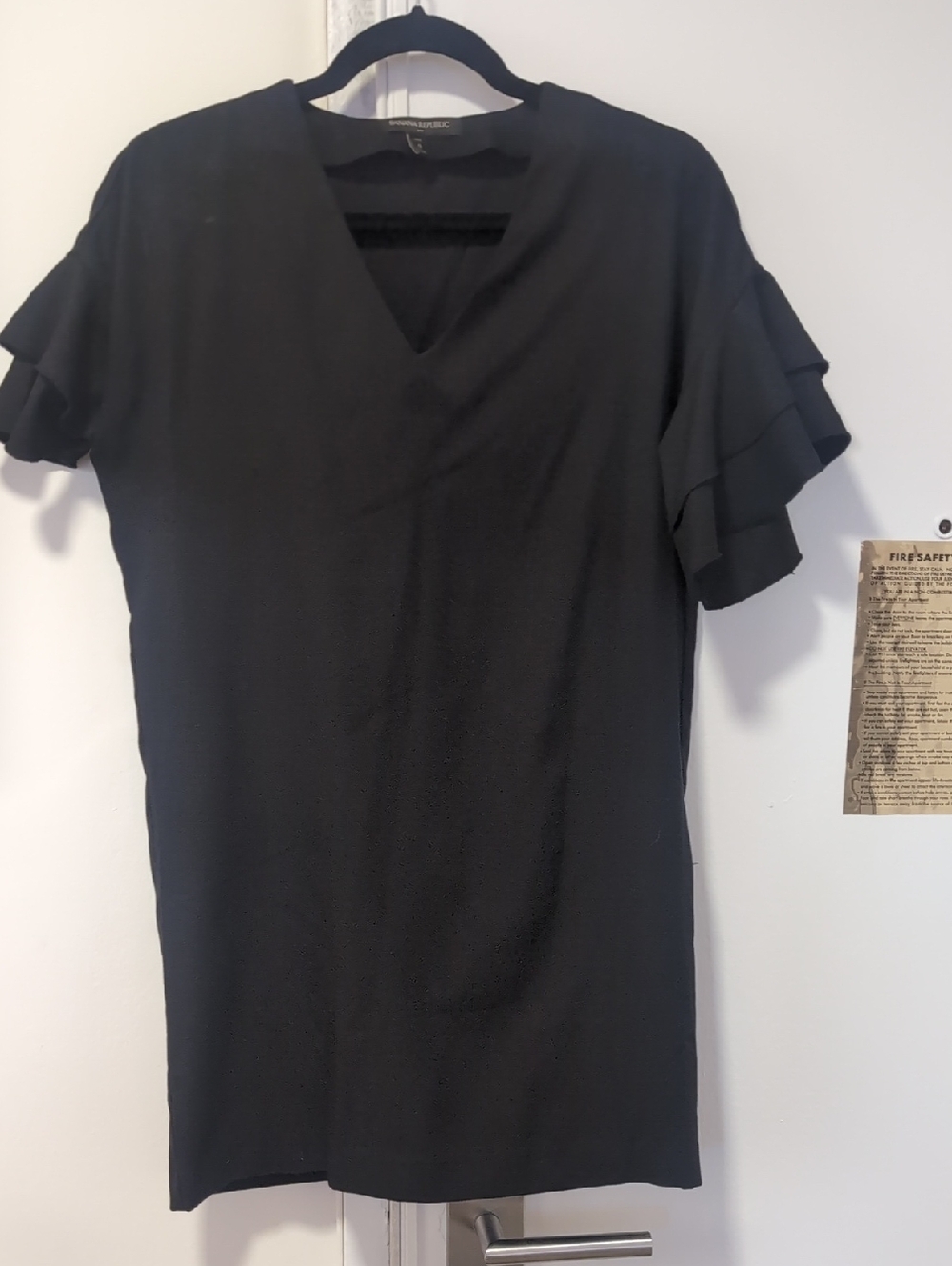 Banana Republic Black V-Neck Ruffle Sleeve Tunic